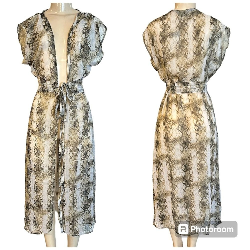 Rachel Rachel Roy Snakeskin Print Swim Cover Up Womens S/M/L Sheer Tie